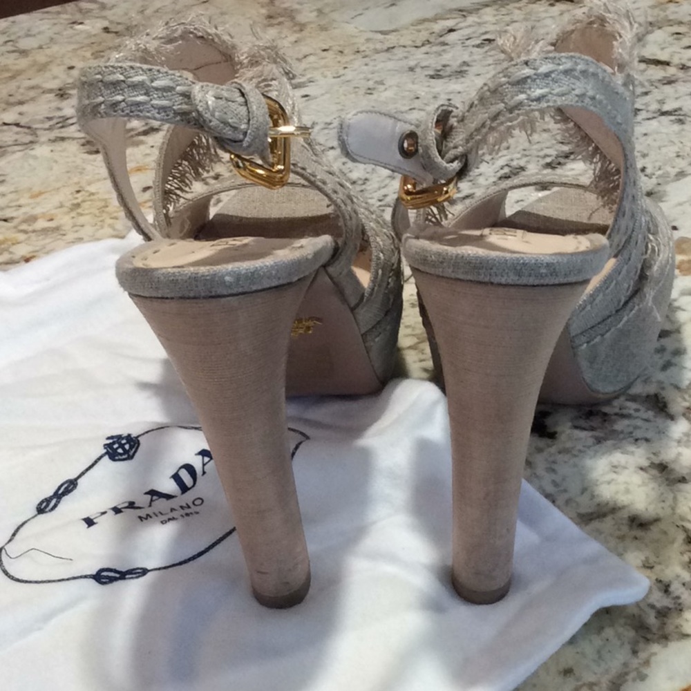Super Cute PRADA Sandals w cork wedge & strap. - Picture 4 of 8